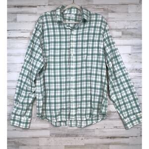 SAKS FIFTH AVENUE Button Front Dress Shirt Men XXLARGE Green Check 100% COTTON